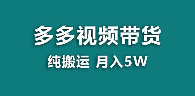 【蓝海项目】多多视频带货，靠纯搬运一个月搞5w，新手小白也能操作【揭秘】-星河网创