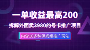 一单收益200+拆解外面卖3980手机号卡推广项目(内含10多种保姆级推广玩法)-星河网创