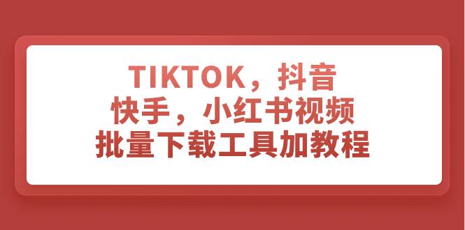TIKTOK，抖音，快手，小红书视频批量下载工具加教程-星河网创