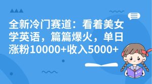 全新冷门赛道：看着美女学英语，篇篇爆火，单日涨粉10000+收入5000+-星河网创