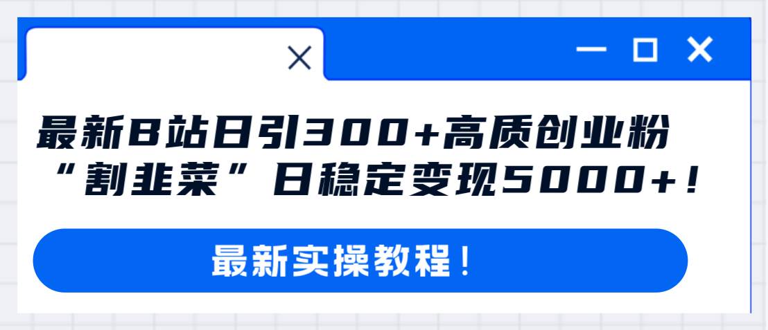 最新B站日引300+高质创业粉教程！“割韭菜”日稳定变现5000+！-星河网创