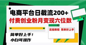 电商平台日截流200+付费创业粉，月变现六位数简单好上手！-星河网创