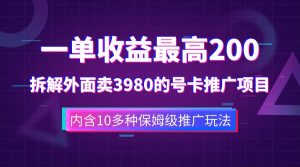 一单收益最高200，拆解外面卖3980的手机号卡推广项目（内含10多种保姆级推广玩法）-星河网创
