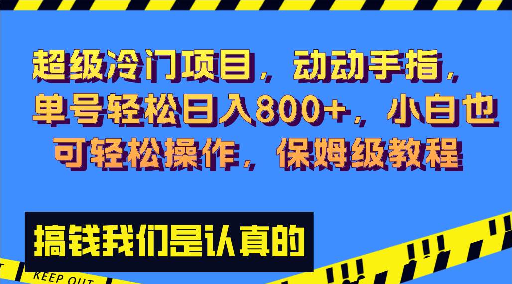 超级冷门项目,动动手指，单号轻松日入800+，小白也可轻松操作，保姆级教程-星河网创