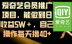 爱奇艺会员推广项目，能做到日收益5W＋，自己操作每天撸40+-星河网创
