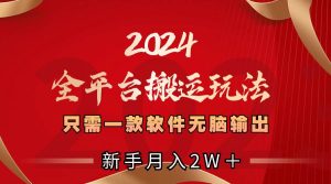 2024全平台搬运玩法，只需一款软件，无脑输出，新手也能月入2W＋-星河网创