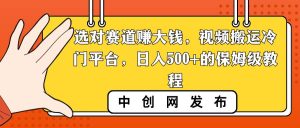 选对赛道赚大钱，视频搬运冷门平台，日入500+的保姆级教程-星河网创