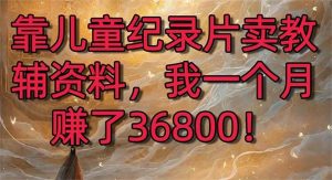 靠儿童纪录片卖教辅资料，一个月赚了36800！暴力变现2.0版本，喂饭级教学-星河网创
