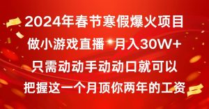 2024年春节寒假爆火项目，普通小白如何通过小游戏直播做到月入30W+-星河网创