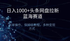 日入1000+头条网盘拉新蓝海赛道，简单操作，保姆级教程，多种变现方式-星河网创