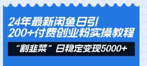 24年最新闲鱼日引200+付费创业粉，割韭菜每天5000+收益实操教程！-星河网创