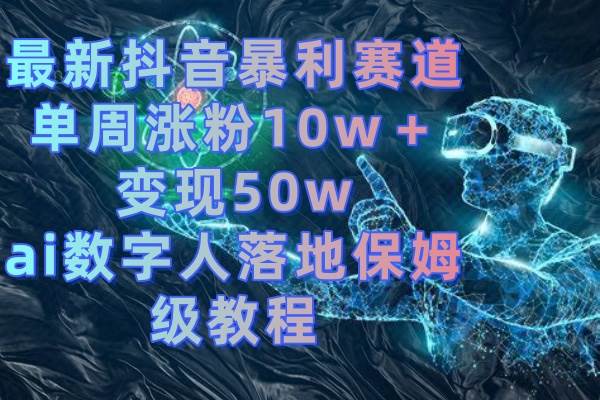 最新抖音暴利赛道，单周涨粉10w＋变现50w的ai数字人落地保姆级教程-星河网创