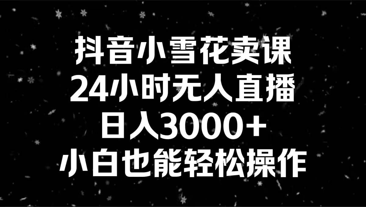 抖音小雪花卖课，24小时无人直播，日入3000+，小白也能轻松操作-星河网创