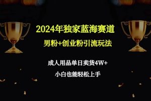 2024年独家蓝海赛道男粉+创业粉引流玩法，成人用品单日卖货4W+保姆教程-星河网创