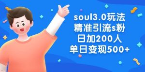 soul3.0玩法精准引流s粉，日加200人单日变现500+-星河网创
