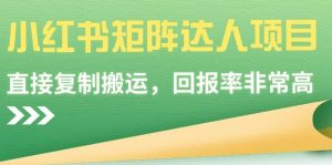 小红书矩阵达人项目，直接复制搬运，回报率非常高-星河网创