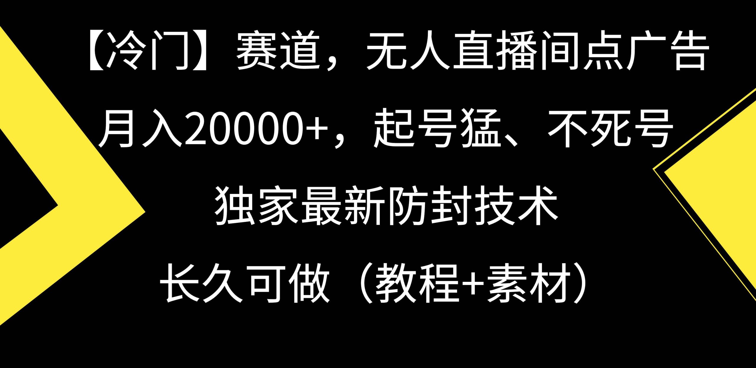 【冷门】赛道,无人直播间点广告,月入20000+,起号猛、不死号,独家最…-星河网创