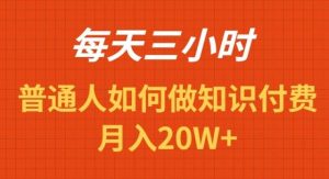 每天操作三小时，如何做识付费项目月入20W+-星河网创