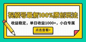 视频号最新100%原创玩法，收益稳定，单日收益1000+，小白专属-星河网创