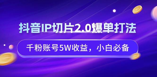 抖音IP切片2.0爆单打法，千粉账号5W收益，小白必备-星河网创