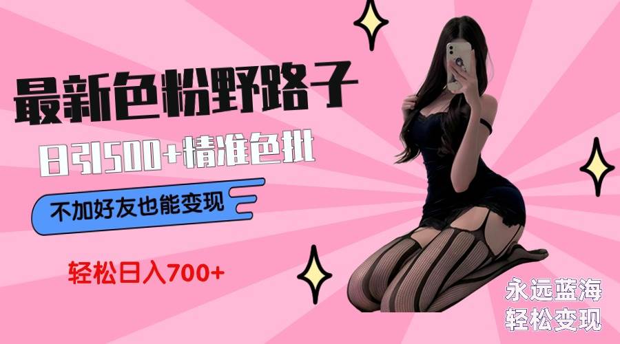 最新色粉变现野路子，日引500+老色批 可不加好友直接变现 小白轻松日入700+-星河网创