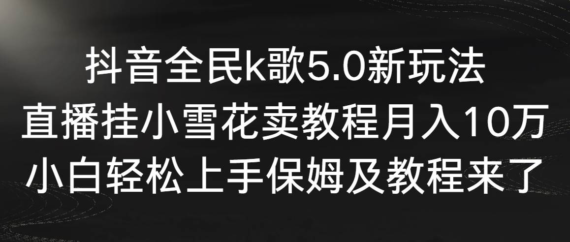抖音全民k歌5.0新玩法,直播挂小雪花卖教程月入10万,小白轻松上手,保…-星河网创