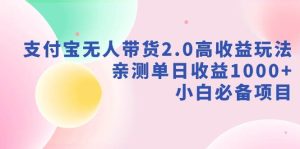 支付宝无人带货2.0高收益玩法，亲测单日收益1000+，小白必备项目-星河网创