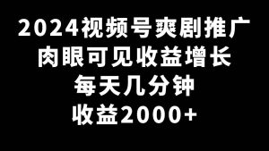 2024视频号爽剧推广,肉眼可见的收益增长,每天几分钟收益2000+-星河网创