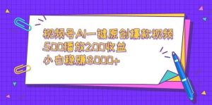 视频号AI一键原创爆款视频，500播放200收益，小白稳赚8000+-星河网创