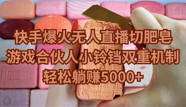 快手爆火无人直播切肥皂，游戏合伙人小铃铛双重机制，轻松躺赚5000+-星河网创