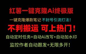 小红薯一键克隆Ai终极版！独家自热流爆款引流，可矩阵不封号玩法！-星河网创