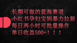 小红书孕妇宝妈暴力拉新玩法，每日两小时，单日收益500+-星河网创