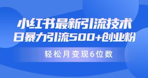 日引500+月变现六位数24年最新小红书暴力引流兼职粉教程-星河网创