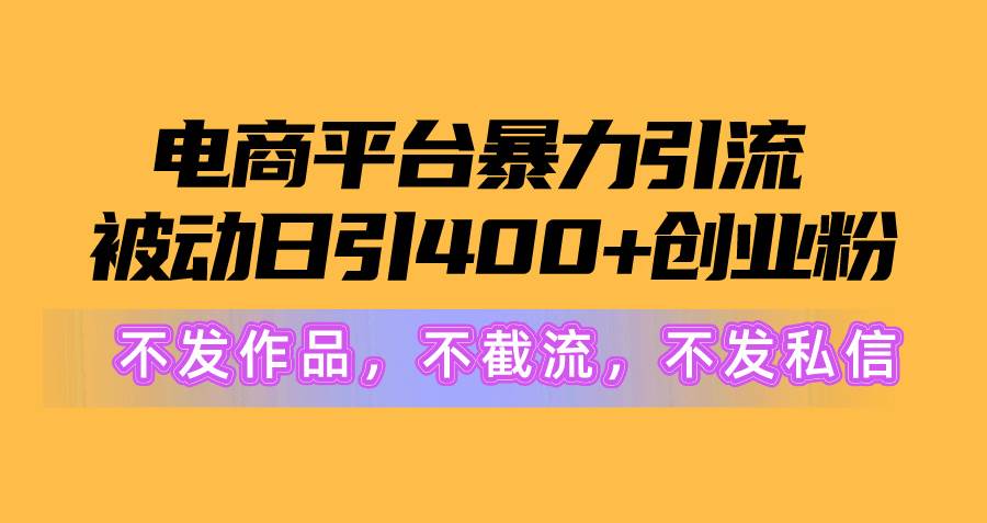 电商平台暴力引流,被动日引400+创业粉不发作品，不截流，不发私信-星河网创