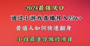 2024年最强风口，通过小游戏直播月入25w+单日收益5000+小白最适合做的项目-星河网创
