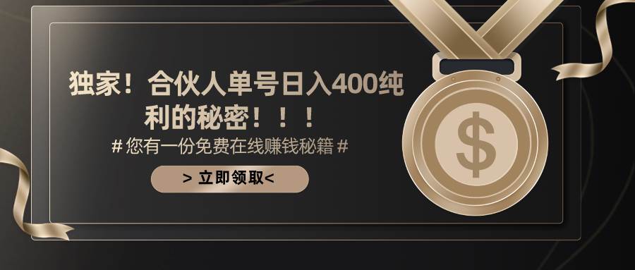 合伙人广告撸金最新玩法,每天单号400纯利-星河网创