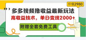 多多视频撸收益最新玩法，高收益技术，单日变现2000+，附赠全套技术资料-星河网创
