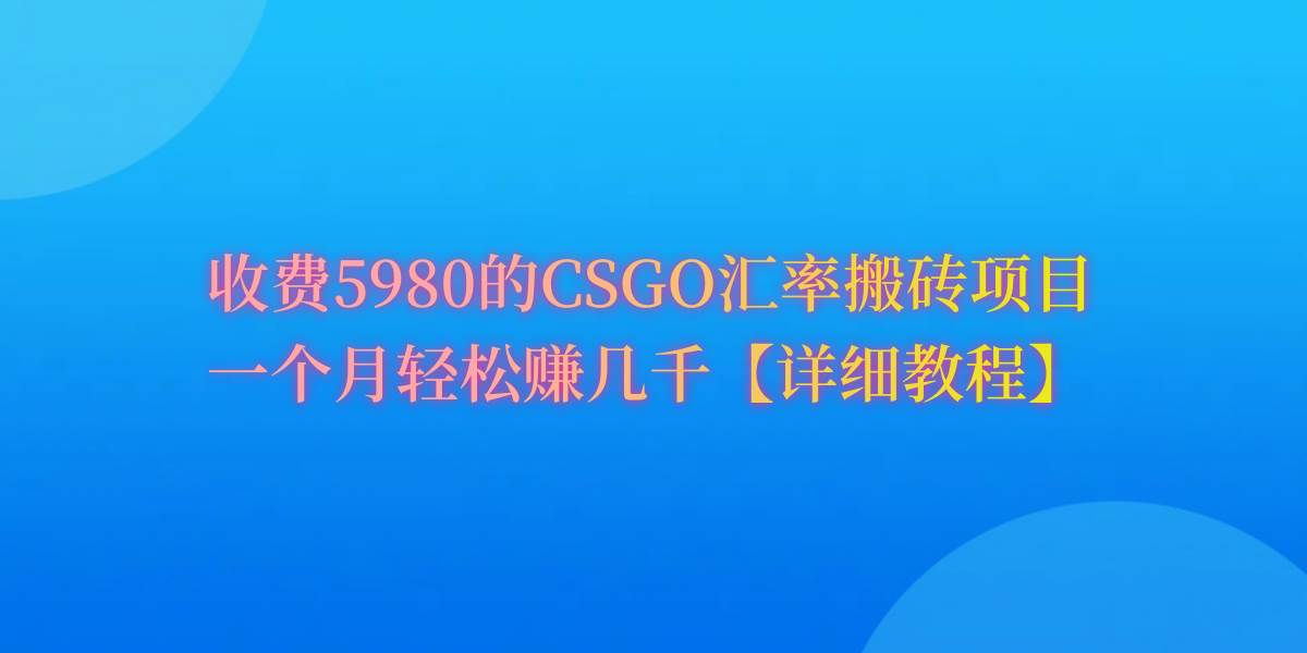 CSGO装备搬砖，月综合收益率高达60%，你也可以！-星河网创