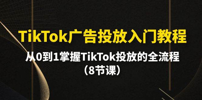 TikTok广告投放入门教程,从0到1掌握TikTok投放的全流程(8节课)-星河网创