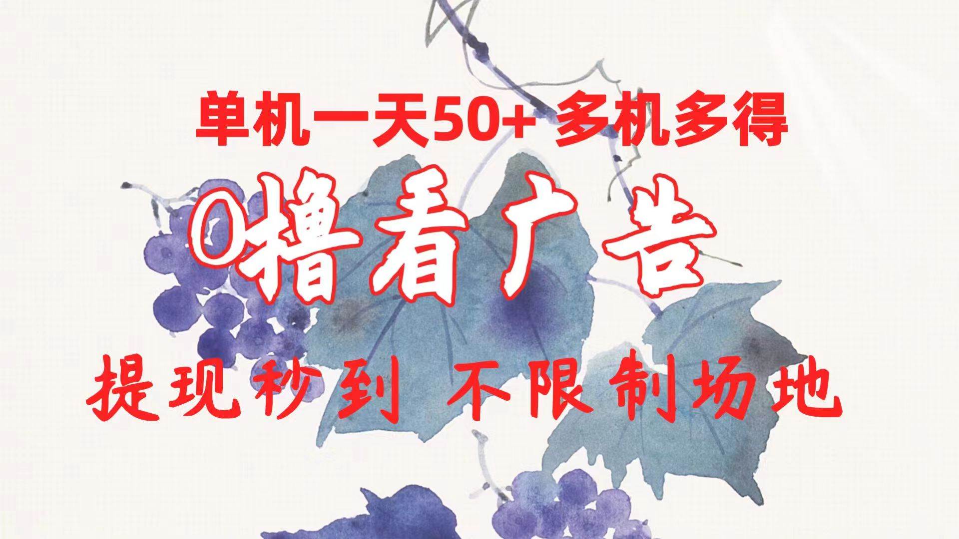 0撸看广告 单机一天50+多机多得 提现秒到 不限制场地操作-星河网创
