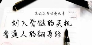 某公众号付费文章：刻入骨髓的天机，揭露“普通人的翻身路” 这件通天大事-星河网创