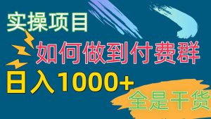 [实操项目]付费群赛道，日入1000+-星河网创