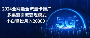 2024全网最全流量卡推广多渠道引流变现模式，小白轻松月入20000+-星河网创