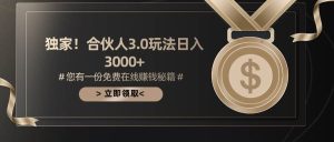 游戏合伙人3.0,日入3000+,无限扩大的蓝海项目-星河网创