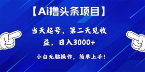 Ai撸头条，当天起号，第二天见收益，日入3000+-星河网创