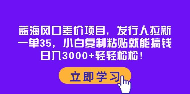 蓝海风口差价项目，发行人拉新，一单35，小白复制粘贴就能搞钱！日入3000+轻轻松松-星河网创
