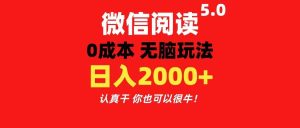 微信阅读5.0玩法！！0成本掘金 无任何门槛 有手就行！一天可赚200+-星河网创