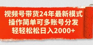 视频号带货24年最新模式，操作简单可多账号分发，轻轻松松日入2000+-星河网创