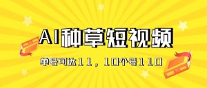 AI种草单账号日收益11元（抖音，快手，视频号），10个就是110元-星河网创