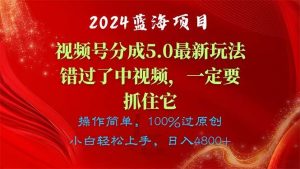 2024蓝海项目，视频号分成计划5.0最新玩法，错过了中视频，一定要抓住…-星河网创
